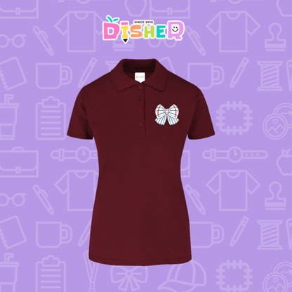 PBY-D-0010: Polo Bordada 50/50 Dama I Moño rayas papel