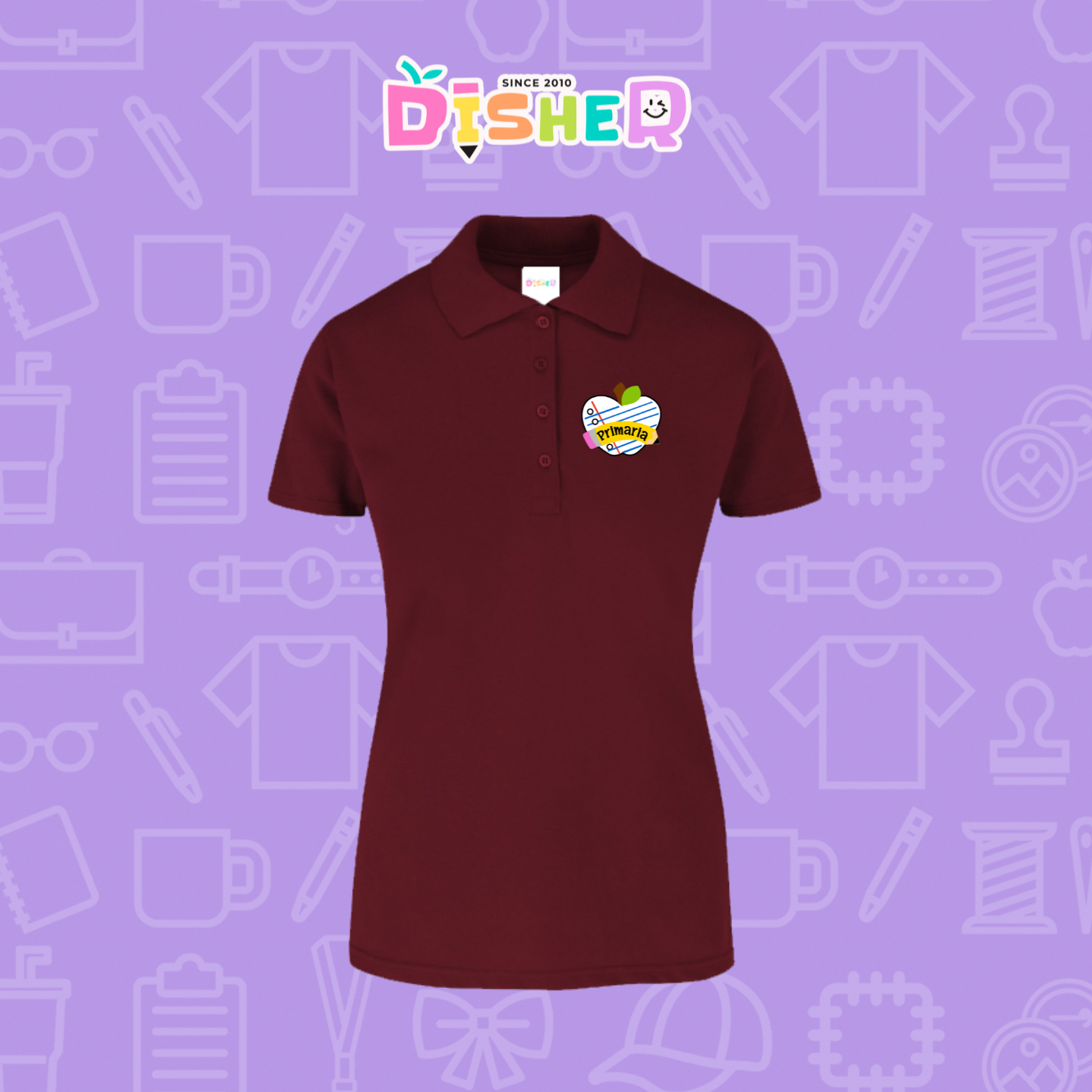 PBY-D-0093: Polo Bordada 50/50 Dama I Corazón papel primaria