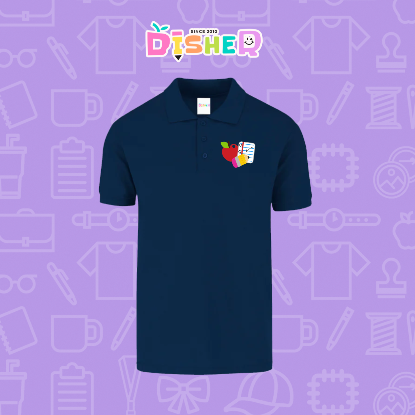 PBY-C-0088: Polo Bordada 50/50 Caballero I Útiles manzana lápiz