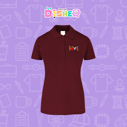 PBY-D-0074: Polo Bordada 50/50 Dama I Love libro