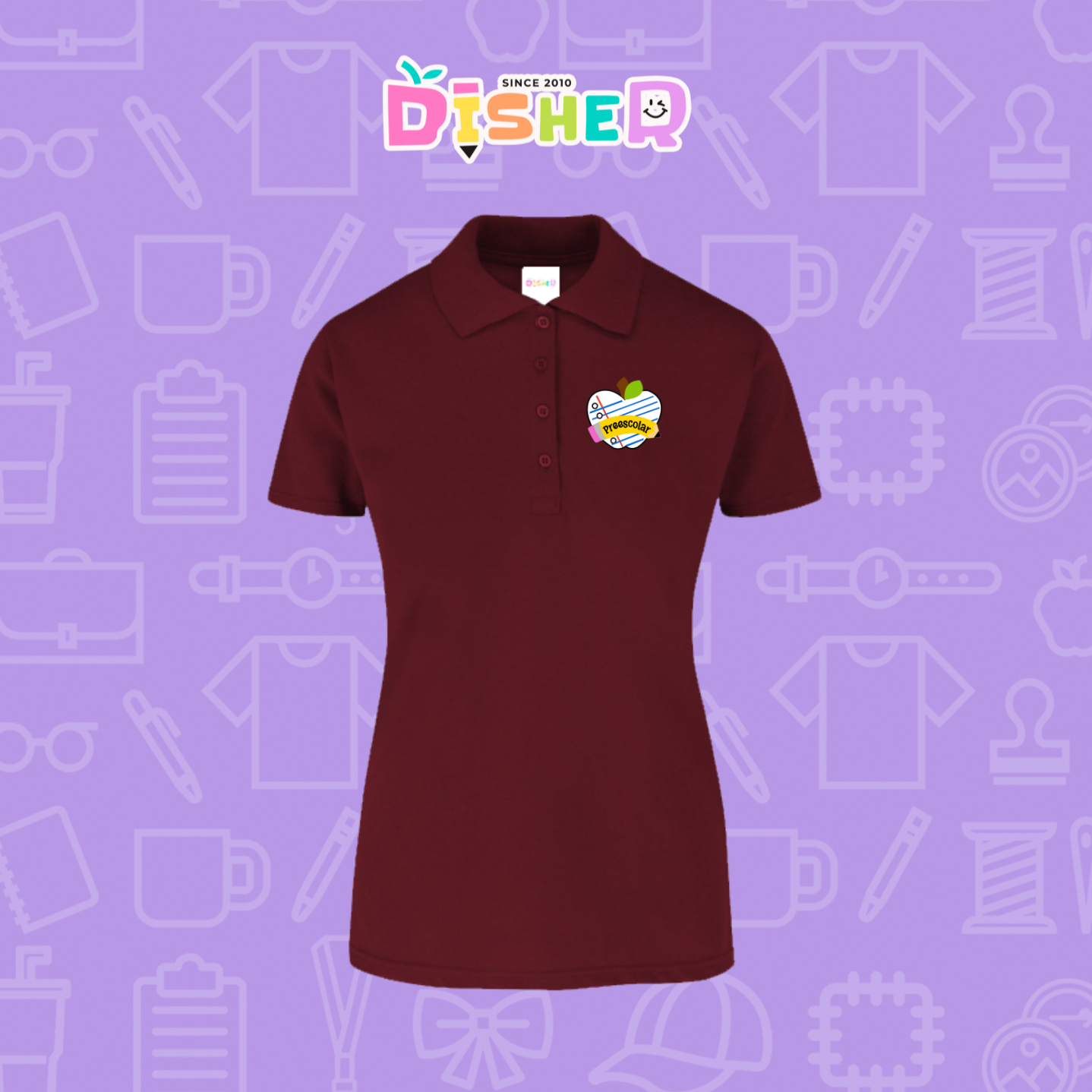 PBY-D-0092: Polo Bordada 50/50 Dama I Corazón papel preescolar