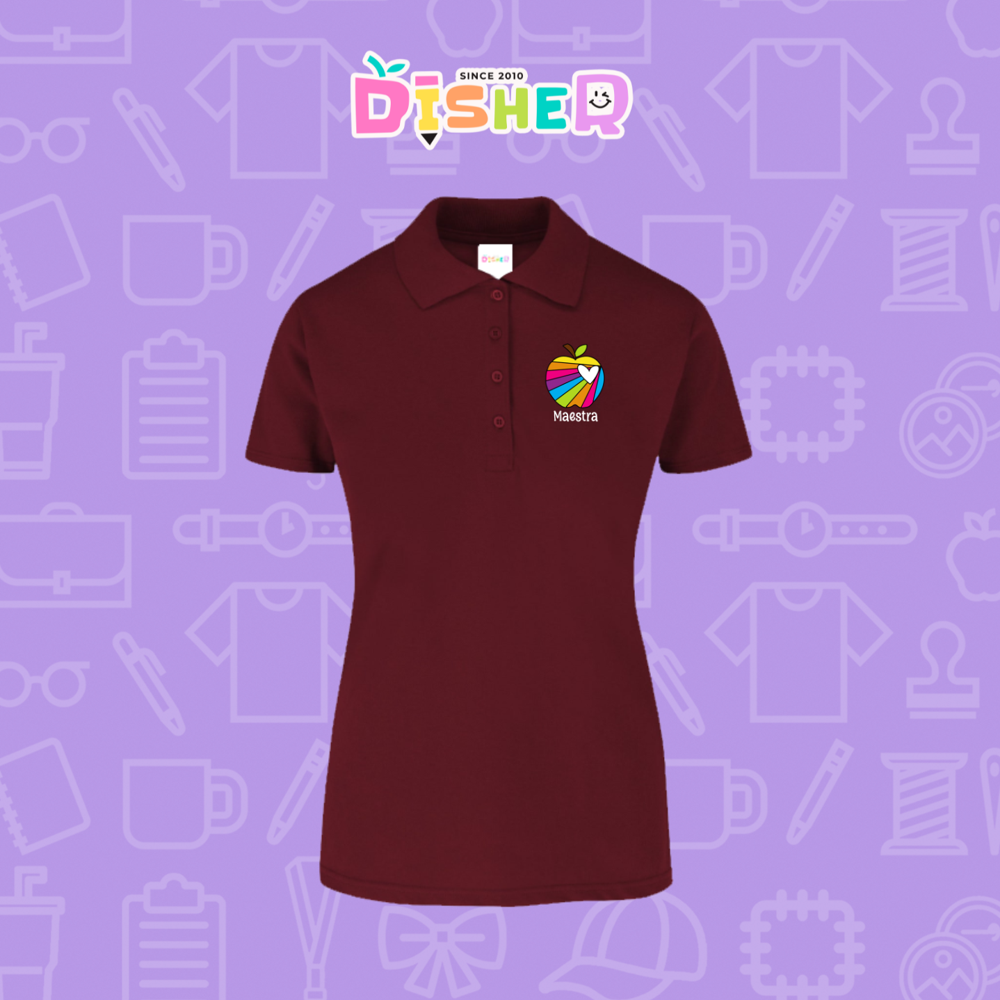 PBY-D-0075: Polo Bordada 50/50 Dama I Manzana rayas