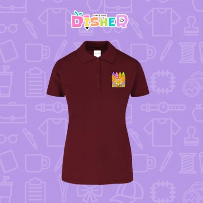 PBY-D-0015: Polo Bordada 50/50 Dama I Crayones flor