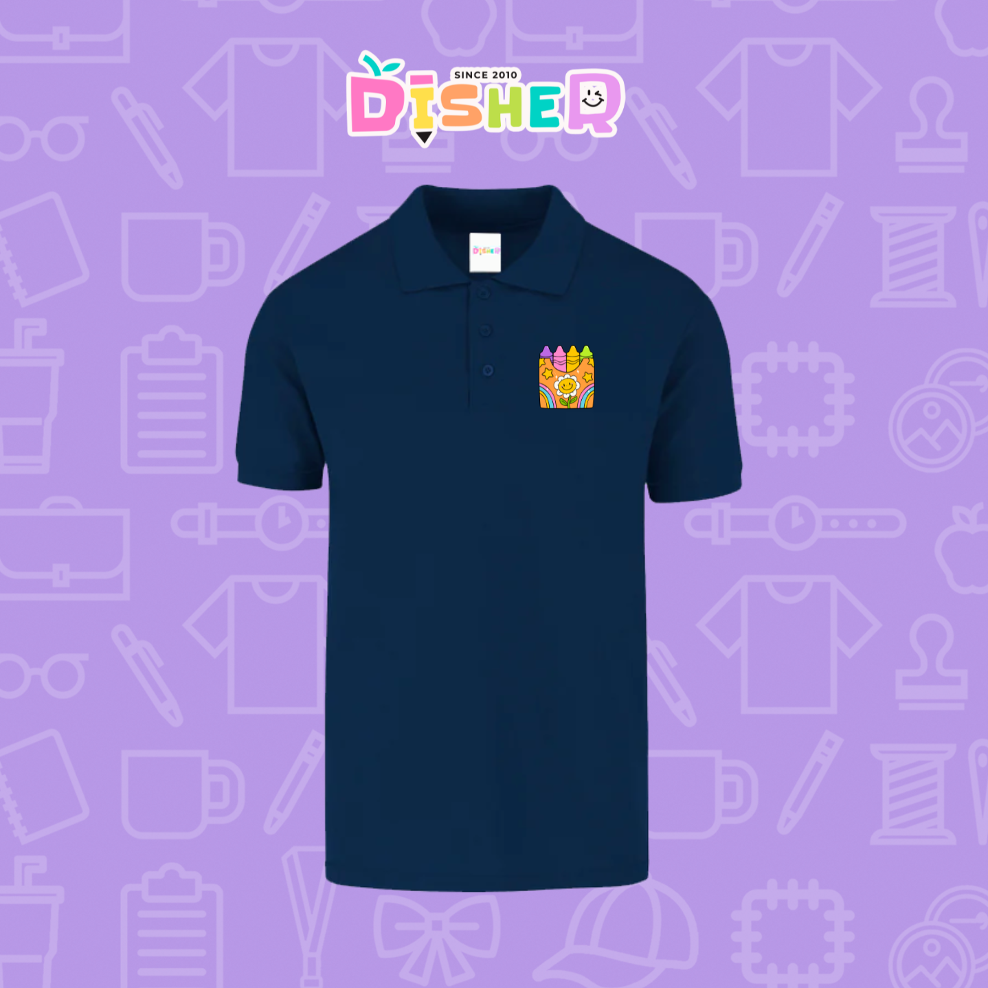 PBY-C-0015: Polo Bordada 50/50 Caballero I Crayones flor