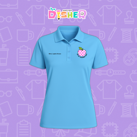 PBD-D-026: Polo Bordada Dry Fit Dama I Manzana cuadros