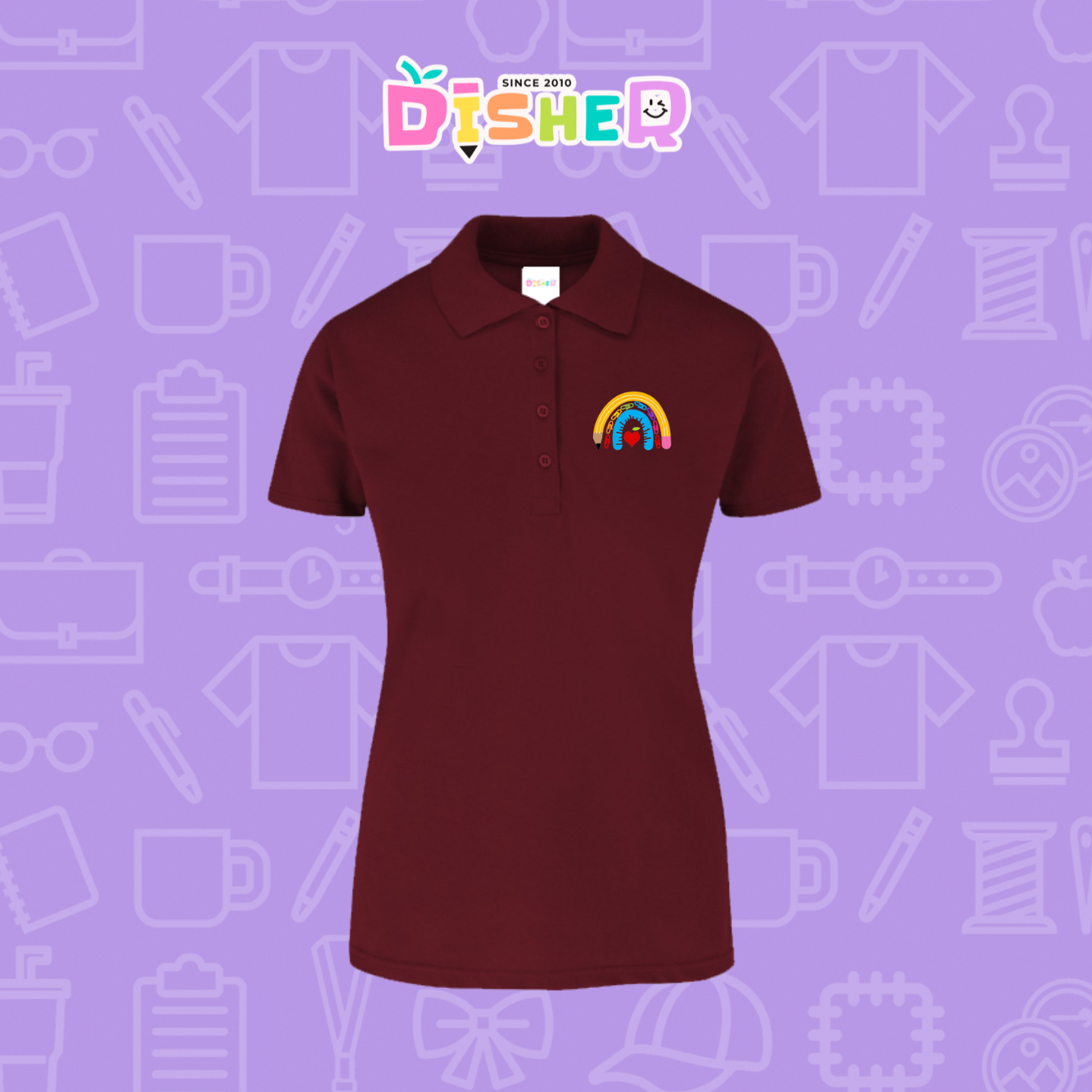 PBY-D-0068: Polo Bordada 50/50 Dama I Arcoíris lápiz