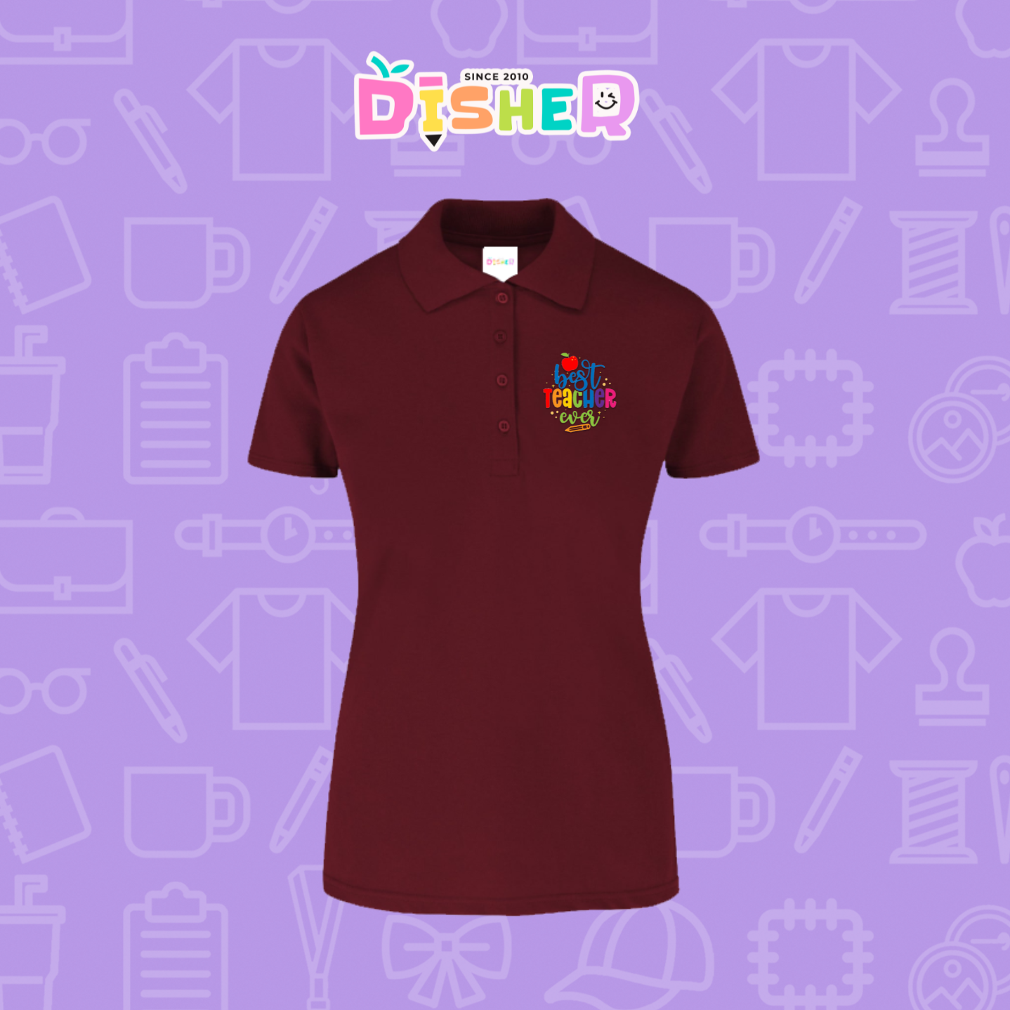 PBY-D-0076: Polo Bordada 50/50 Dama I Best teacher ever