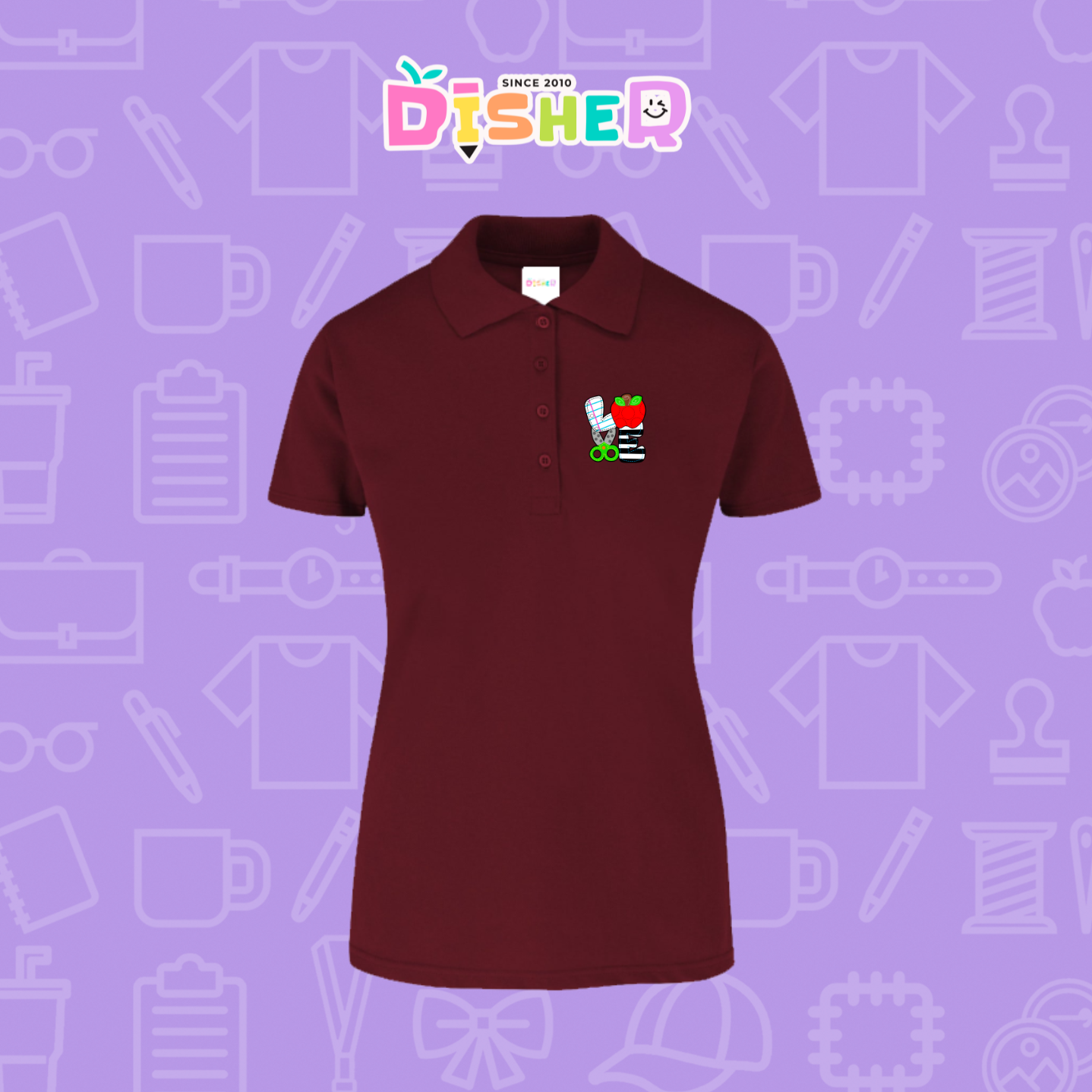 PBY-D-0069: Polo Bordada 50/50 Dama I Love