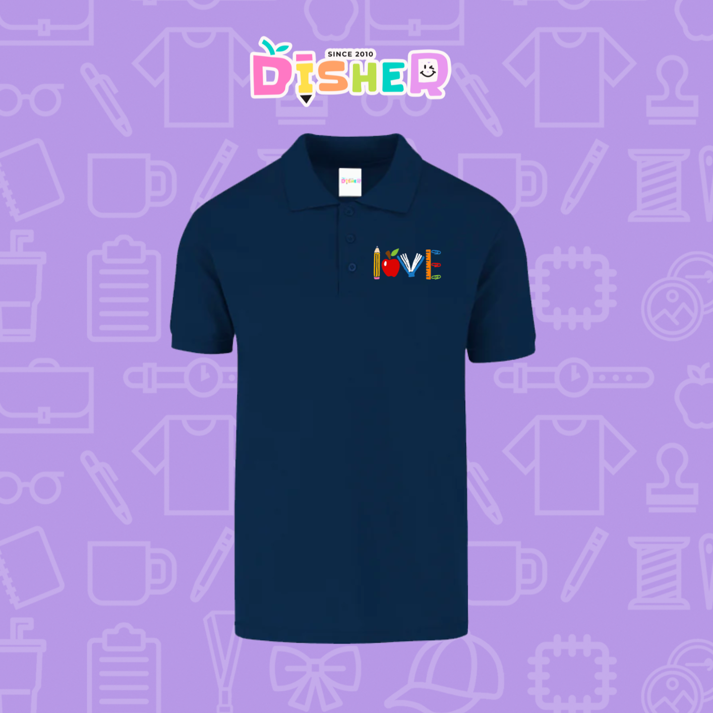 PBY-C-0074: Polo Bordada 50/50 Caballero I Love libro