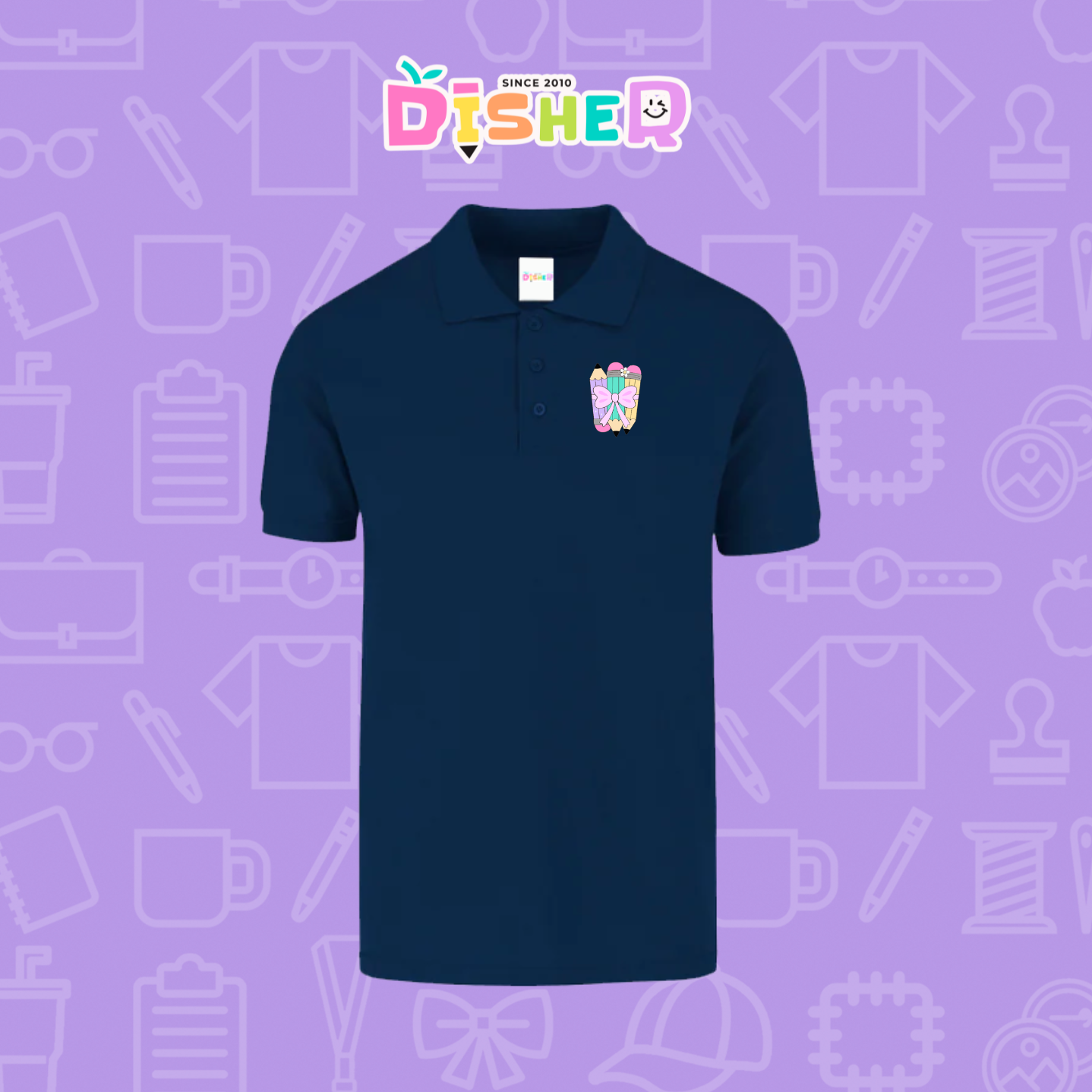 PBY-C-0007: Polo Bordada 50/50 Caballero I Lápices moñitos