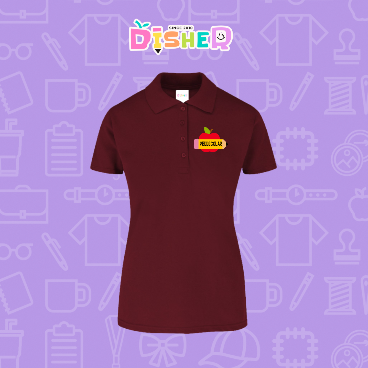 PBY-D-0084: Polo Bordada 50/50 Dama I Manzana preescolar