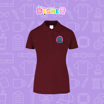 PBY-D-0086: Polo Bordada 50/50 Dama I Teacher rainbow