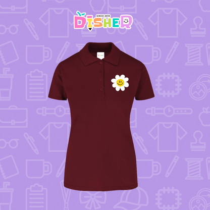 PBY-D-0023: Polo Bordada 50/50 Dama I Flor blanca