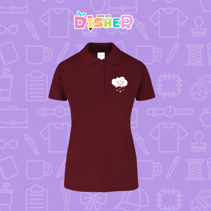 PBY-D-0022: Polo Bordada 50/50 Dama I Nube corazones