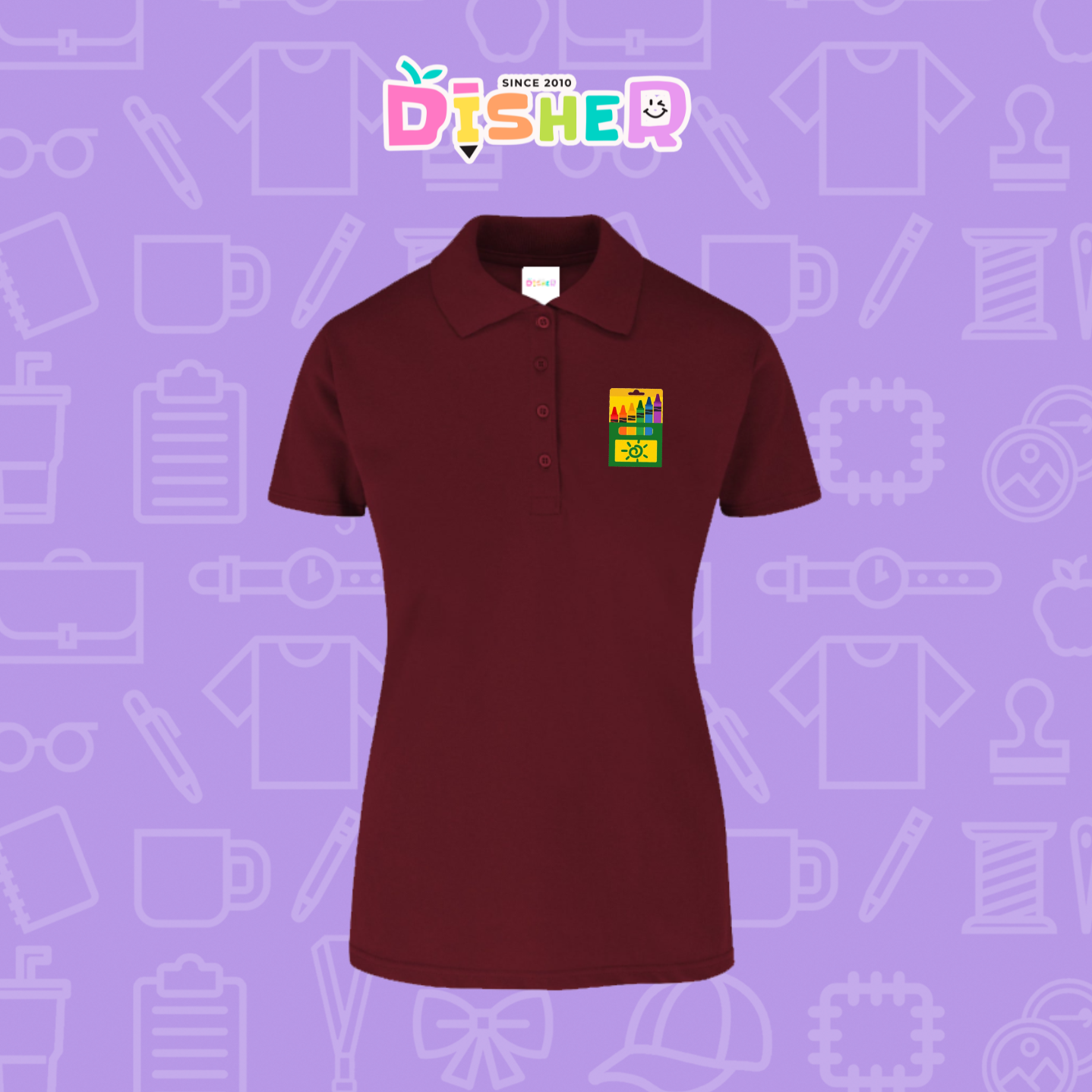 PBY-D-0059: Polo Bordada 50/50 Dama I Crayolas cajita