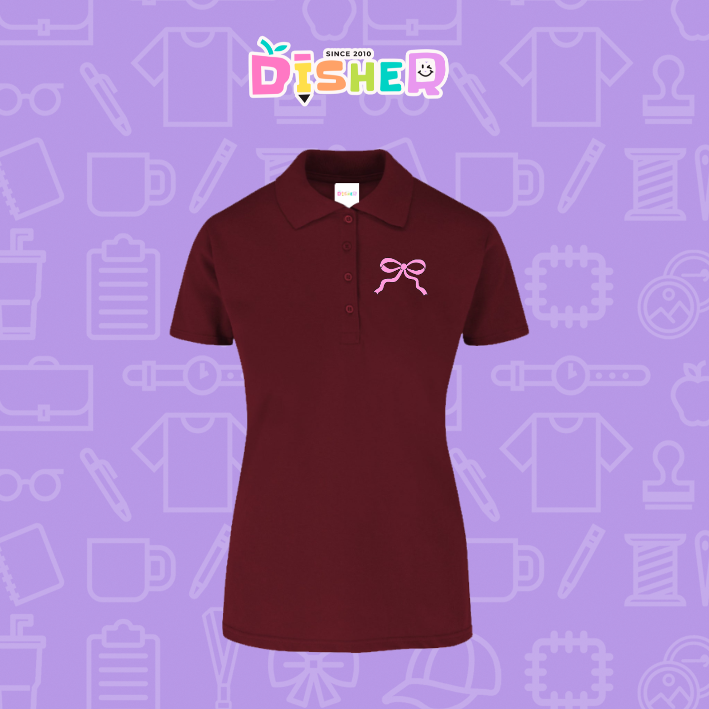 PBY-D-0048: Polo Bordada 50/50 Dama I Moño girly