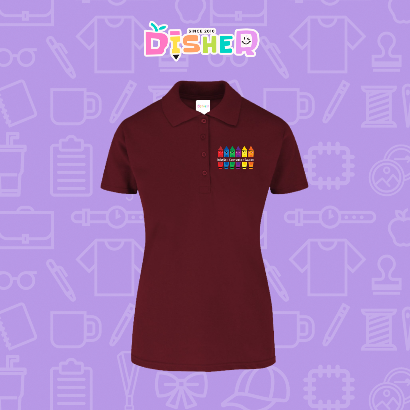 PBY-D-0064: Polo Bordada 50/50 Dama I Útiles felices