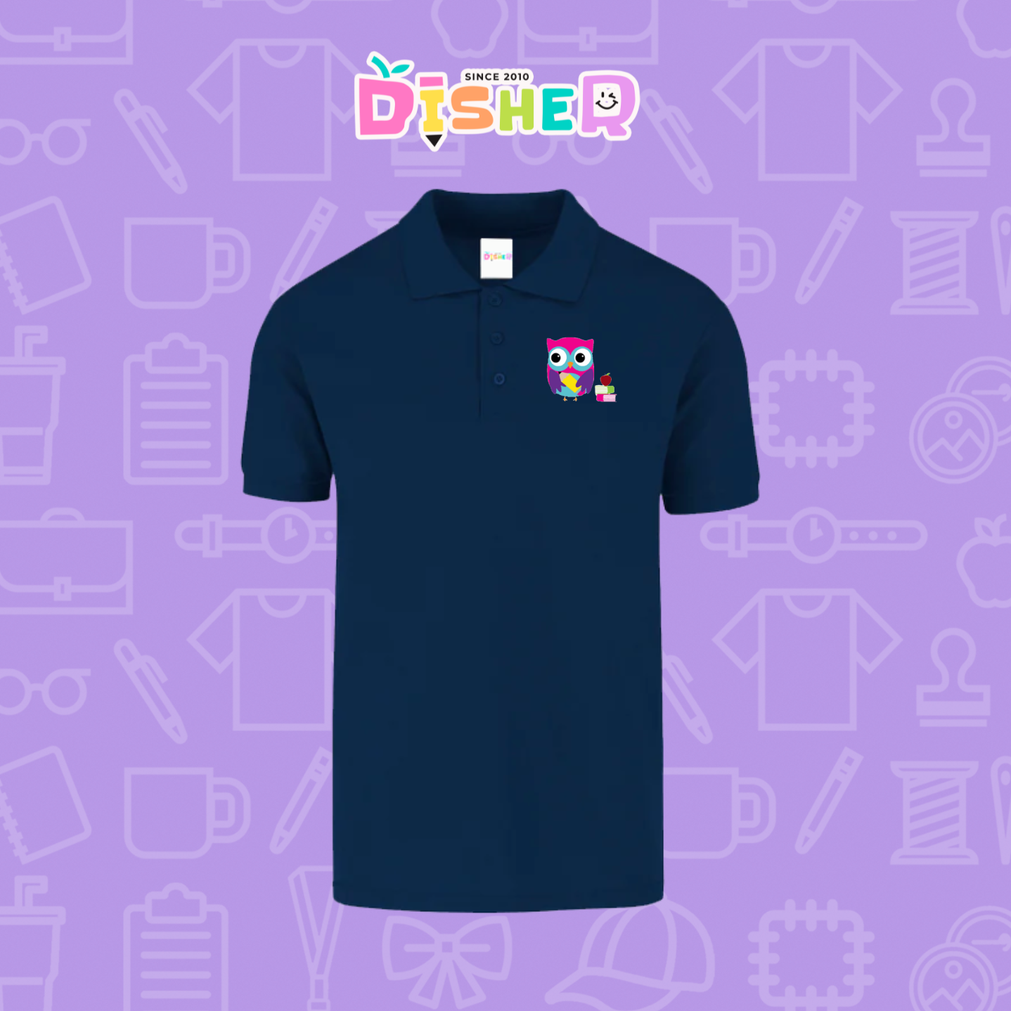 PBY-C-0098: Polo Bordada 50/50 Caballero I Búho rosa