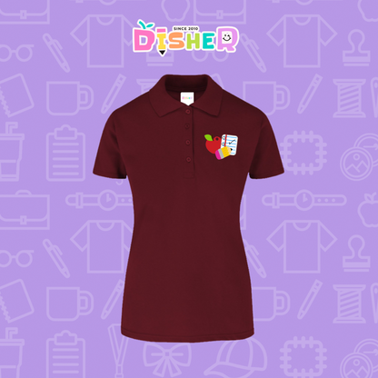 PBY-D-0088: Polo Bordada 50/50 Dama I Útiles manzana lápiz