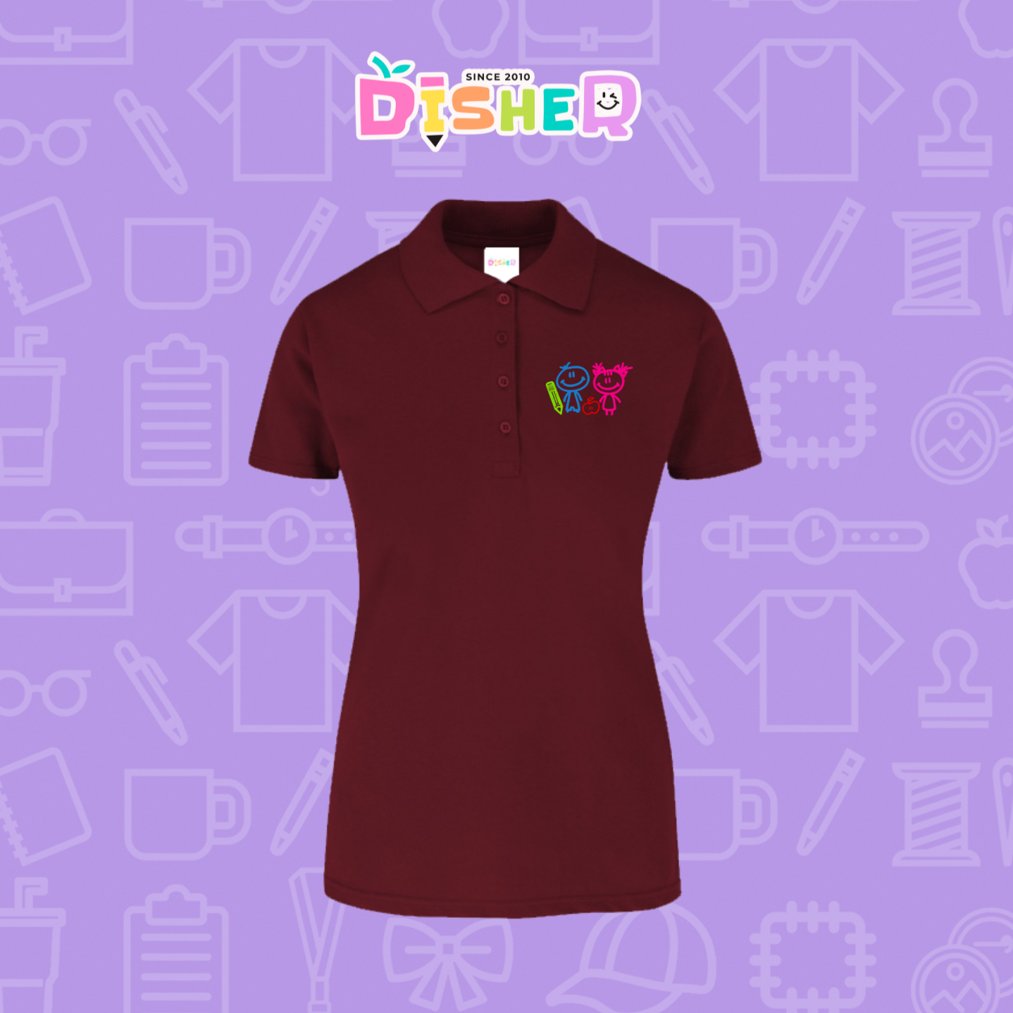 PBY-D-0062: Polo Bordada 50/50 Dama I Niños trazos