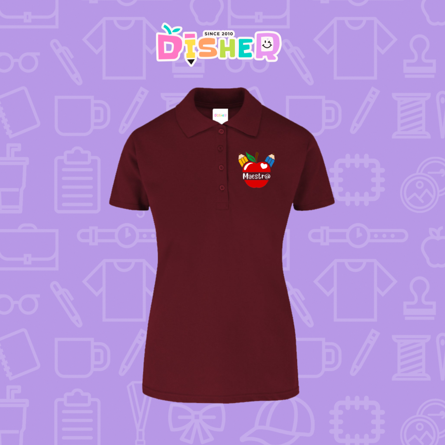 PBY-D-0091: Polo Bordada 50/50 Dama I Manzana lápices