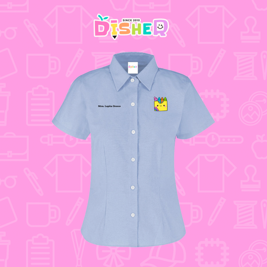 CBOC-D-016: Camisa Bordada Oxford Manga Corta Dama I Cajita crayola